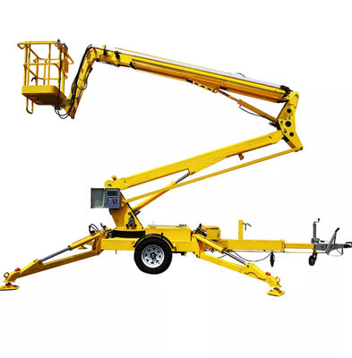 Αγορά Κίτρινο 10m ρυμουλκούμενο πίσω από Cherry Picker 200KG 30 Ft ρυμουλκούμενο Boom Lift online manufacture