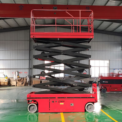 320KG 10 μέτρα Αλεξιπτωτικό ανελκυστήρα Κόκκινο αυτοκινούμενο ανδρικό ανελκυστήρα για αποθήκη